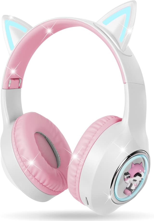 Imagen de AXFEE Katzenohren Kinderkopfhörer Bluetooth 5.3 Weiß en OfertitasTOP