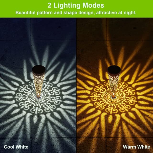 Detalle 2 de GEARLITE Solarlampen für Außen Garten (4er-Set) mit Warm-/Weiß-LED und IP65