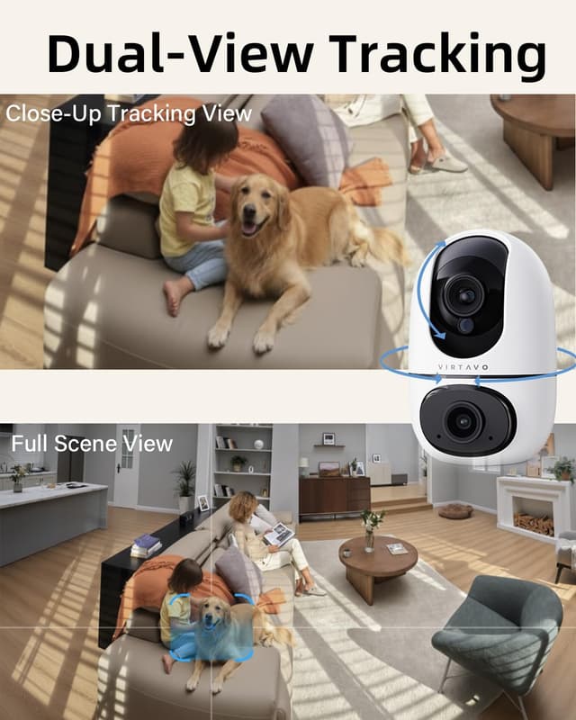 Detalle de VIRTAVO XD1 dual lens indoor security camera