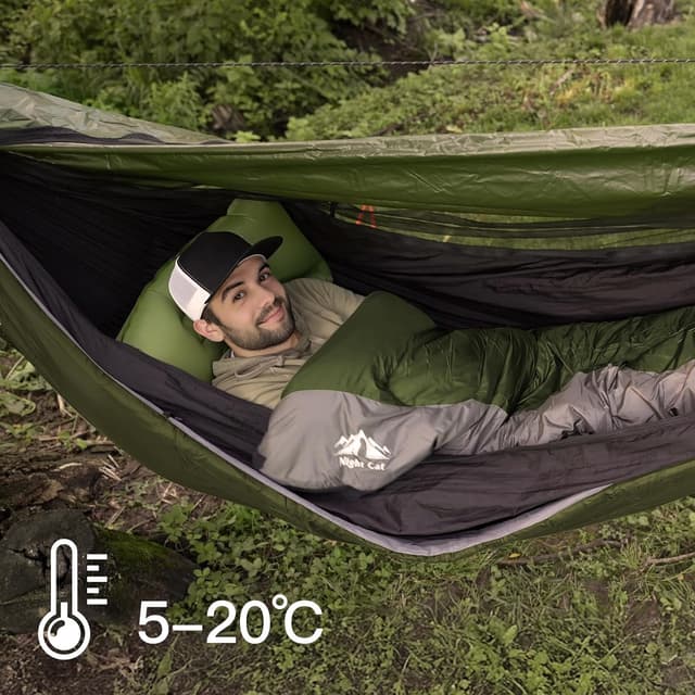 Detalle de Night Cat sous-quilt pour hamac de camping (underquilt) – couverture thermique 240 × 110 cm