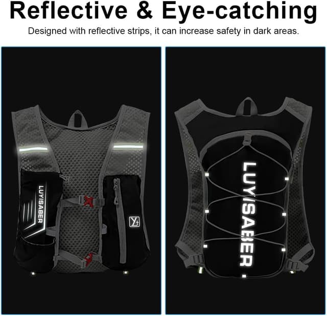 Detalle 2 de Flintronic 2,5L sac à dos d’hydratation pour course et vélo, ultraléger, bretelles ajustables et bandes réfléchissantes