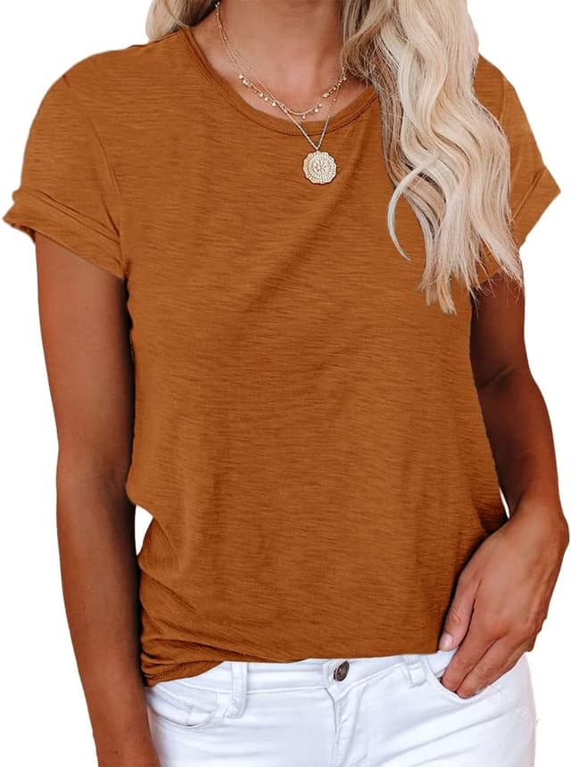 Detalle 2 de Cicy Bell Women’s Short Sleeve Crewneck Loose Casual T-Shirts (Basic Tees)