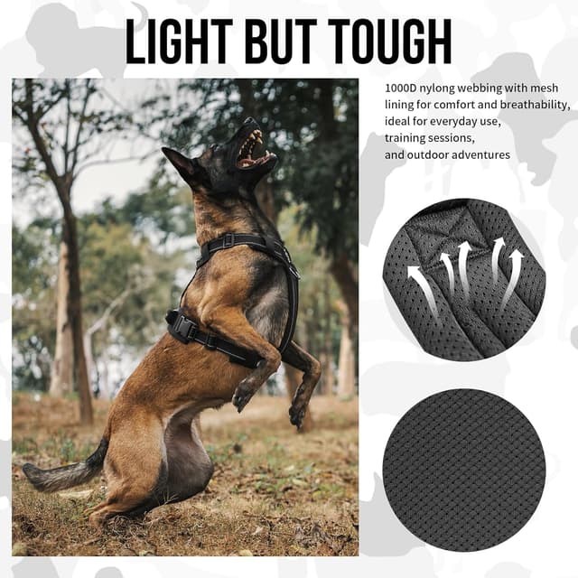 Detalle 2 de Onetigris Diesel No-Pull Dog Harness (Large, XL) with Soft Padded Chest and Reflective Trim