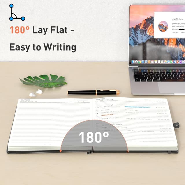 Detalle de Smarpau Lined Journal Notebook (Large A4, Thick Hardcover, 320 Pages) – Black lined notebook with 100gsm paper