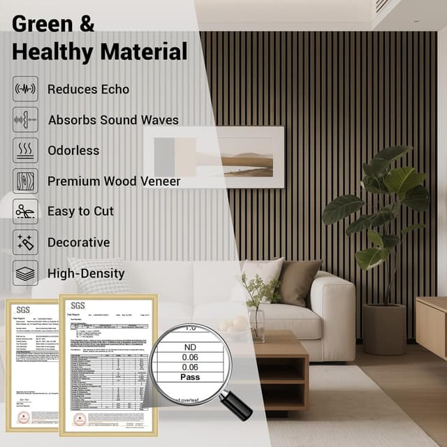 Detalle de AKK-Star Acoustic Panels Folding Panel Set (Smoked Oak) – 3D wooden wall panels for studios and home cinema