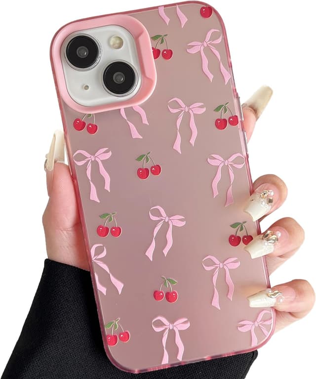 Detalle de ZTOFERA Hülle für iPhone 14 Plus / 15 Plus (6,7") mit Schleife-Design – harte PC-Rückseite, TPU-Bumper