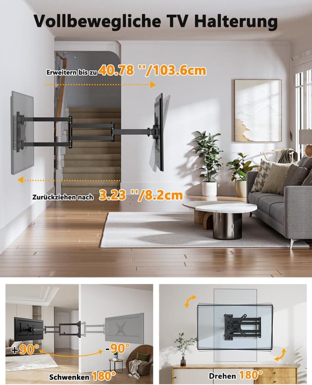 Detalle de WHYFONE 1036mm Wandhalterung 180° Drehung
