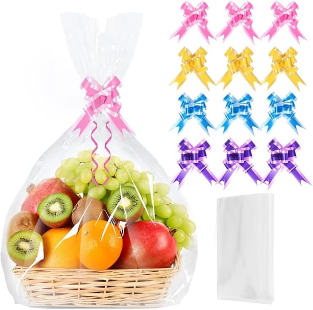 Detalle de Large cellophane hamper bags 12 pcs 70cm