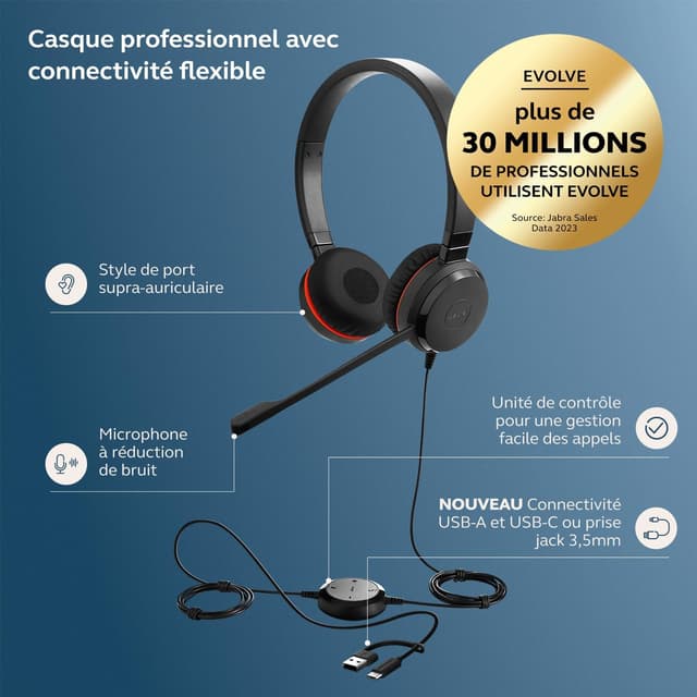 Thumbnail 1 de Jabra Evolve 30 II Casque stéréo USB-C/A 📞