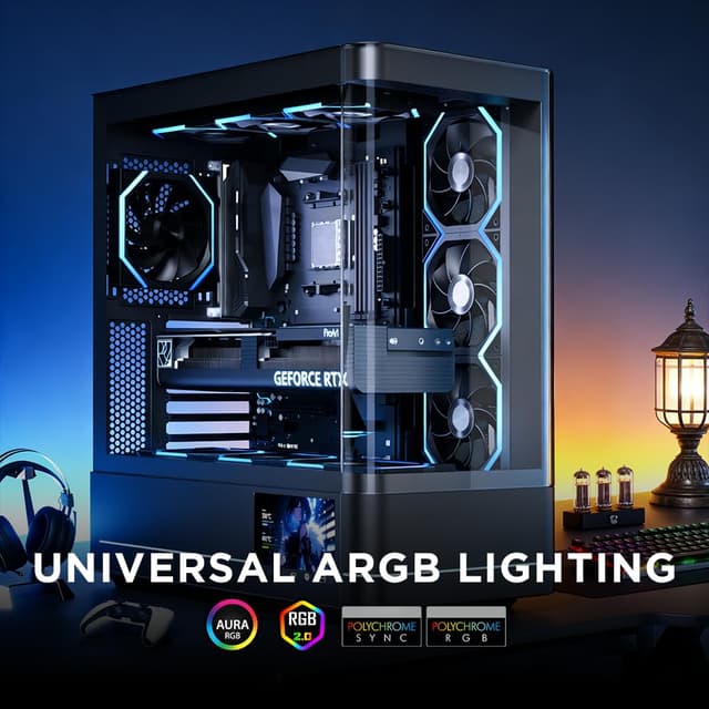 Detalle 2 de Jungle Leopard Build Blocks UNI Daisy Chain RGB PC Fan 120 mm (Pack of 3) – 5V 3-Pin ARGB & 12V 4-Pin PWM