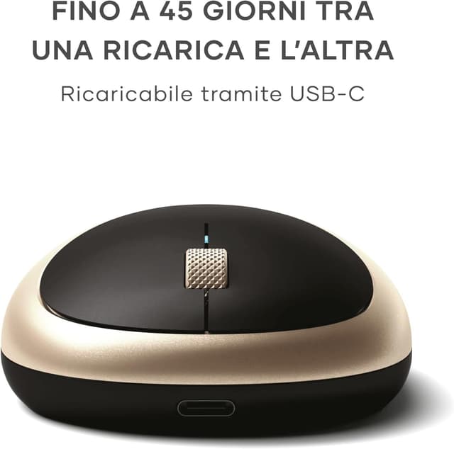 Detalle 2 de Satechi Mouse Wireless M1 in alluminio ricaricabile USB-C, Bluetooth 4.2, 1200 DPI (oro) per MacBook, laptop e iPad