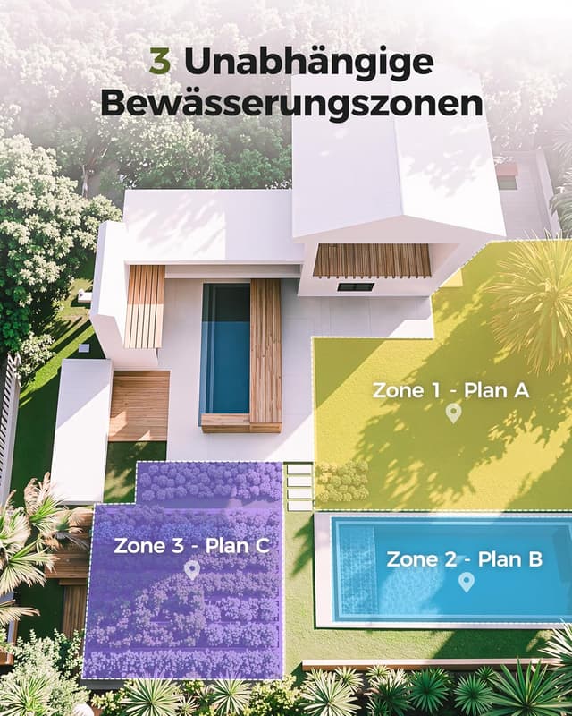 Detalle 2 de Diivoo Bewässerungscomputer mit 3 Ausgängen, Messinganschlüssen und großem LCD-Display