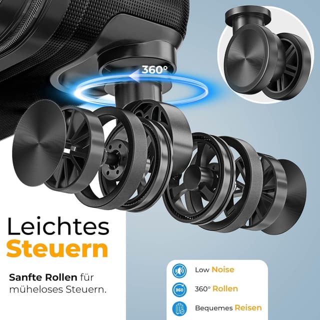 Detalle de KESSER® Reisekoffer-Set 3-teilig mit ABS-Hartschalenkoffern, Zahlenschloss, Kofferwaage und Reisebrieftasche