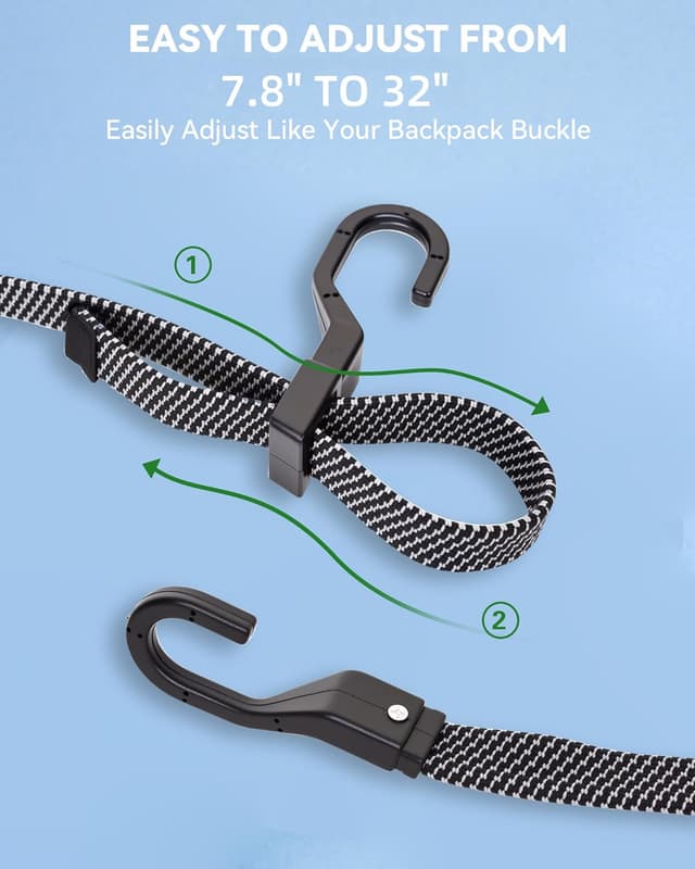 Detalle de LuckyStraps 6-Pack 32 in Flat Adjustable Bungee Cords with Hooks