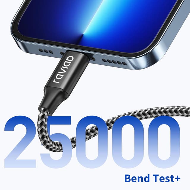 Detalle 1 de RAVIAD Lightning Cable 3-Pack 2M Nylon Braided