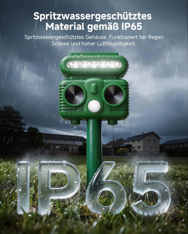 Detalle 2 de CritterAway Katzenschreck mit Ultraschall, Solar-Ladung & Bewegungsmelder für Garten und Rasen