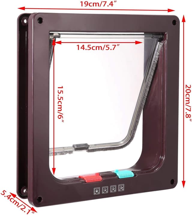 Detalle 2 de Chatière pour chat avec fermeture magnétique à 4 voies et tunnel – M (16 x 15,7 x 5,5 cm), marron