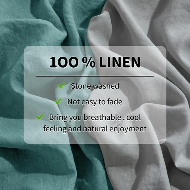 Detalle de LBRO2M 100% Pure Linen Sheet Set (King, Deep Pocket Up to 16") – 6-Piece Natural Flax