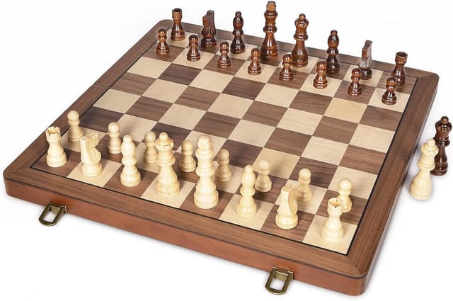 Detalle 2 de ELONGDI 15" Wooden Chess Set with Magnetic Pieces ♟