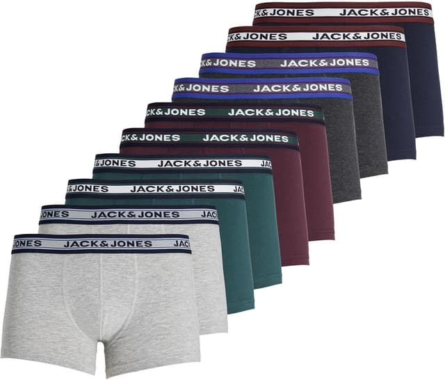 Detalle de JACK & JONES Herren Trunks im 10er-Pack – aus Bio-Baumwolle mit Elasthan