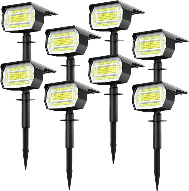 Detalle de LOTMOS set da 8 luci solari da giardino da esterno con 72 LED, batteria 1500 mAh e 3 livelli di luminosità