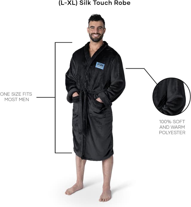 Detalle de Northwest NHL Men’s Transfer Patch Silk Touch Bath Robe (Small/Medium)