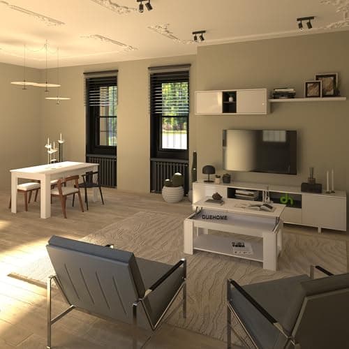 Thumbnail 5 de duehome LYA 🛋️ Mesa Elevable Blanco Artik 102x50x43-54cm