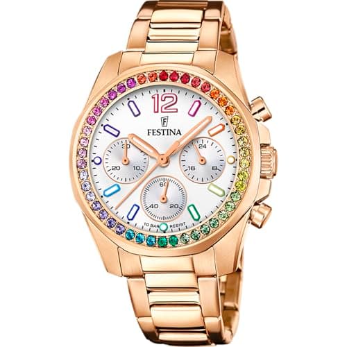 Detalle de Festina Reloj de Mujer Analógico de Acero Inoxidable 316L Rosa F20639/2 con cronógrafo y 10 ATM