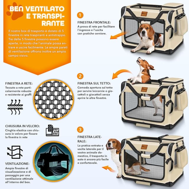 Detalle de TRESKO Box Pieghevole XXL per Cani e Gatti (92 x 63 x 63 cm) con tappetino, spatola e catarifrangenti