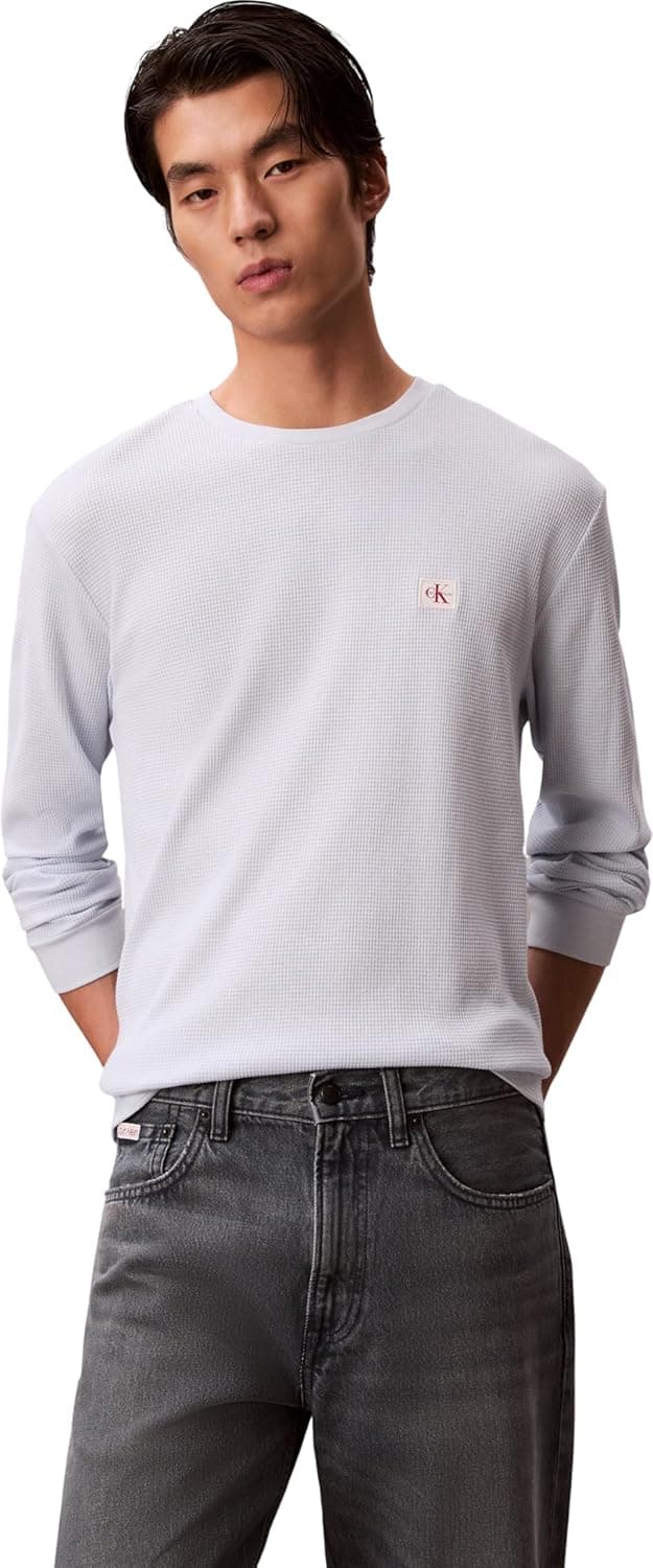 Detalle de Calvin Klein Uomo Waffle Badge Tee con scollo rotondo
