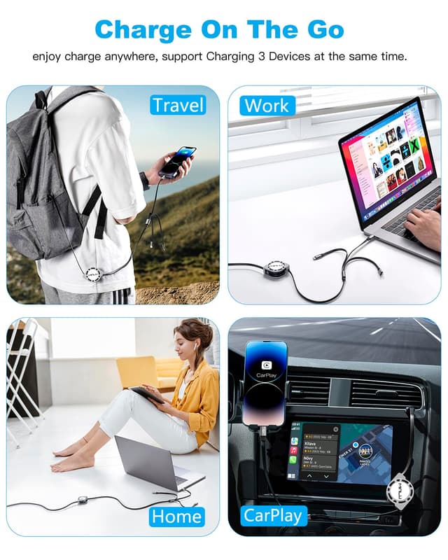 Thumbnail 6 de Minlu Einziehbares Multi USB Kabel 1,2M