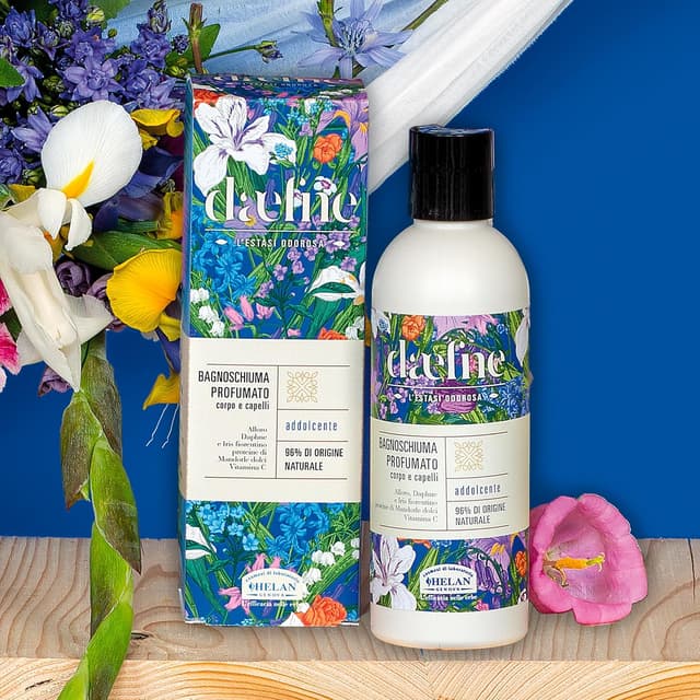 Detalle de Helan Daefne Shampoo e Bagnoschiuma Uomo e Donna addolcente con Vitamina C, Mandorle Dolci, Iris e Alloro