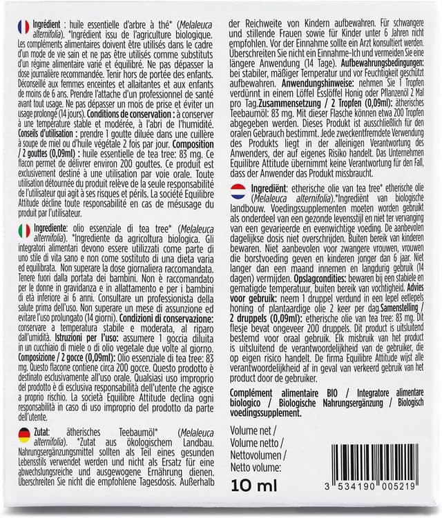 Detalle de FOUCAUD Tea Tree Oil biologico 100% puro in roll-on da 10 ml