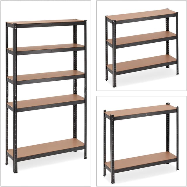 Detalle de Relaxdays étagère à charge lourde 5 niveaux (180 x 100 x 30 cm) jusqu’à 1 250 kg