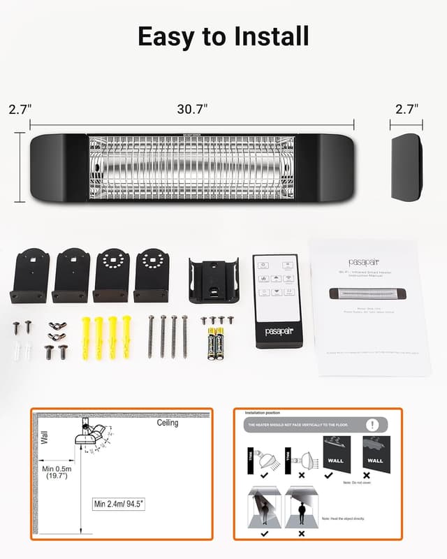 Thumbnail 6 de Pasapair Electric Patio Heater: Smart Infrared with App Control