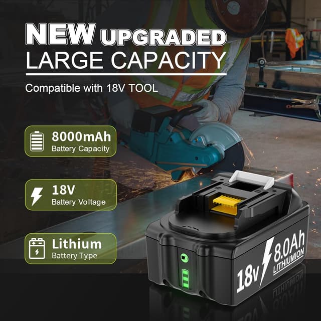 Thumbnail 1 de Makita 18V BL1860B 8.0Ah Ersatzakku Set