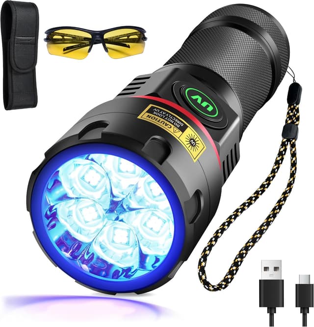 Detalle de DARKBEAM Lampe torche UV 395 nm (6xLED quadricœur) rechargeable, 80W