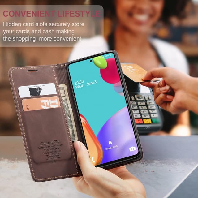 Detalle de Cracedily Handyhülle für Samsung Galaxy A52 5G – Klapphülle mit Kartenfächern, Magnetverschluss und Standfunktion