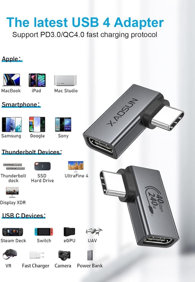 Detalle 1 de USB C Winkeladapter 90 Grad, 2 Stück