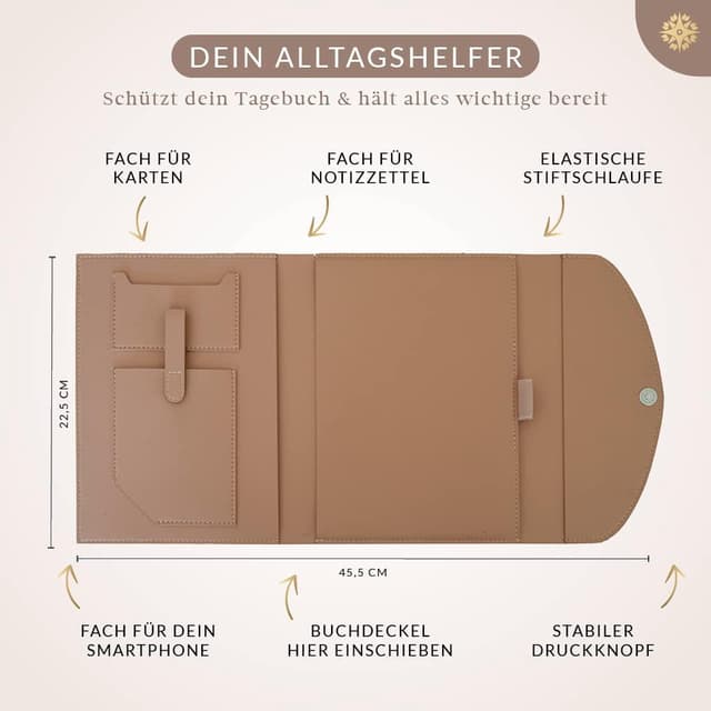 Thumbnail 5 de Lebenskompass Buchhülle A5 aus veganem Leder