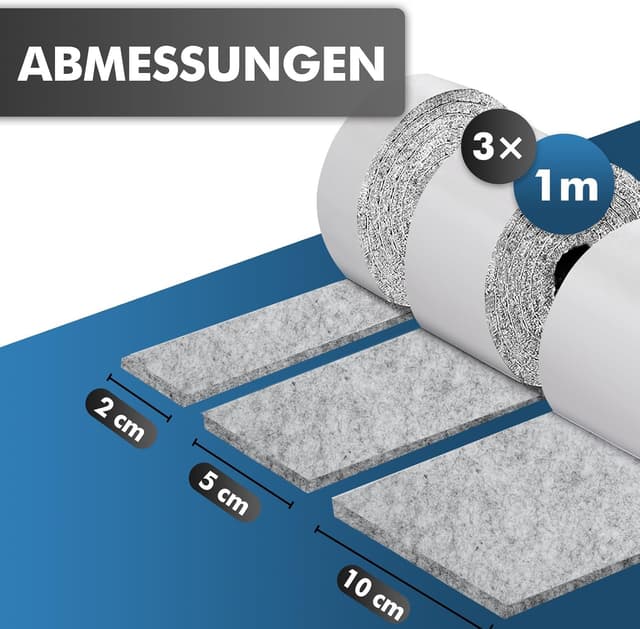 Detalle 2 de shinfly Filzgleiter selbstklebend (4 mm) für Möbel- und Stuhlbeine, grau – zuschneidbar