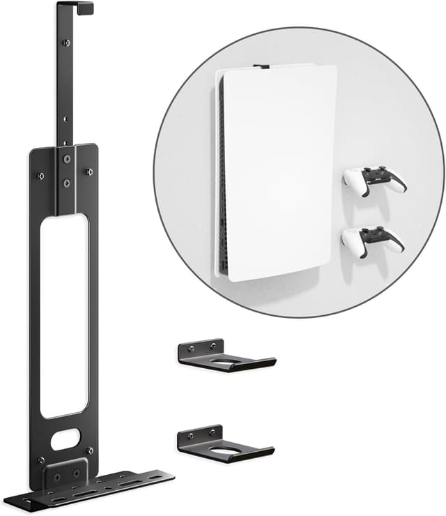 Detalle de Upgraded Adjustable Console Holder Wall Mount for PS5 (Black) – PS5 Slim/Pro & Digital Disc Editions
