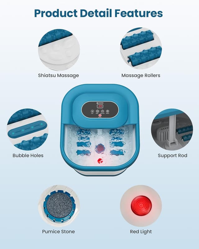 Thumbnail 6 de COMFIER Fußsprudelbad mit Massage, Heizung und Timer (8 Shiatsu-Rollen, 35–48 °C)