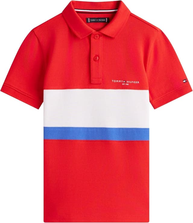 Detalle de Tommy Hilfiger Mini Corp polo a manica corta a blocchi di colore per bambini (KB0KB10383)