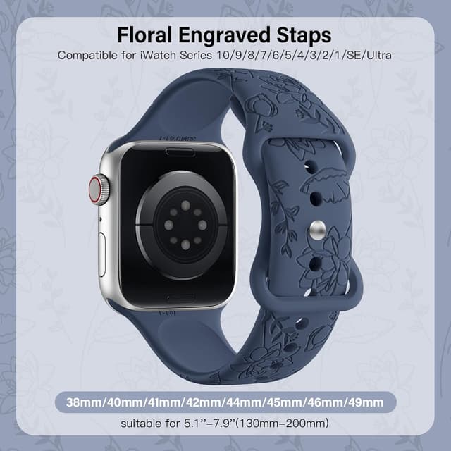 Detalle de Yoohoo Floral engraved strap, for Apple Watch 38mm