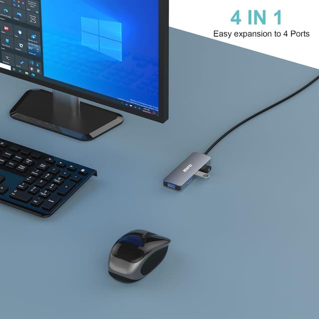 Detalle 2 de BENFEI Hub USB 3.0 a 4 porte con cavo da 90 cm in alluminio e nylon