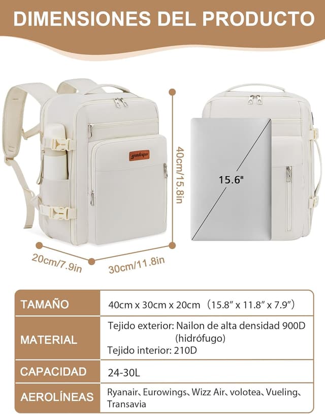 Thumbnail 1 de YOKGO Mochila Viaje Cabina 40x30x20 Expandible