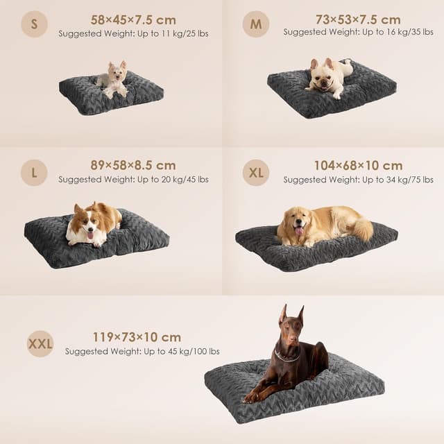 Thumbnail 6 de EHEYCIGA waschbares Hundebett XL (104x68 cm) – reversible Hundematte mit Kunstpelz & Kunstleinen, dunkelgrau