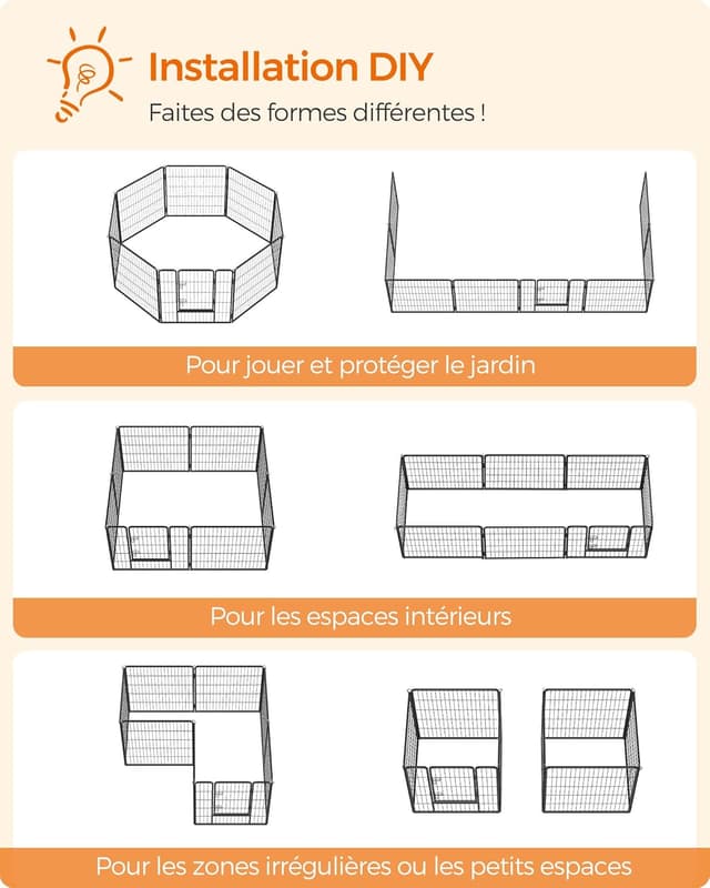 Thumbnail 3 de Feandrea PPK88H parc chien 8 panneaux 77x80 cm
