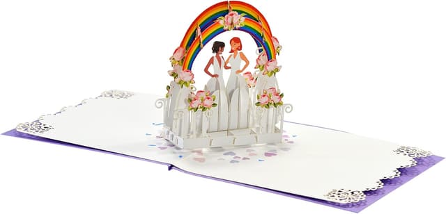 Detalle de CUTPOPUP Lesbian Wedding LGBT Couple Pop Up Card (3D Anniversary & Wedding Card, 5 x 7 in)